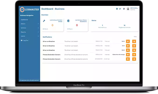 Transport Compliance Solutions Logmaster Desktop Dashboard